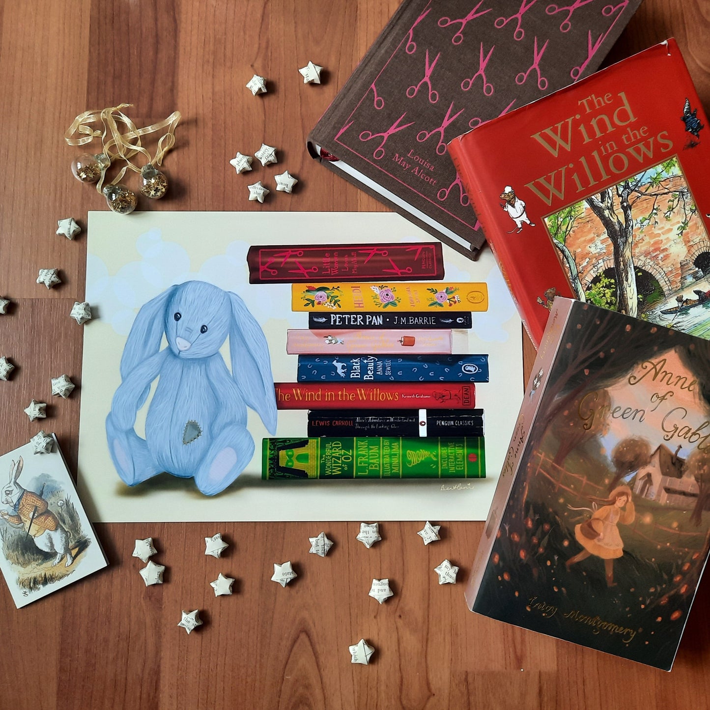 Children's classic bookstack - Book spine art print