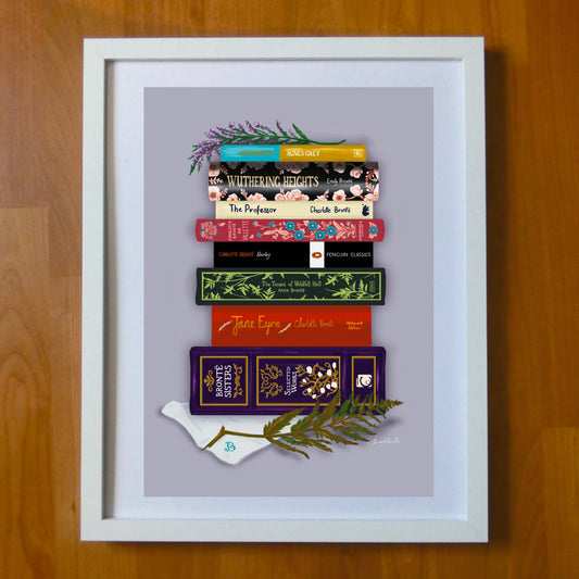 The Bronte Sisters Bookstack - Book spine art print