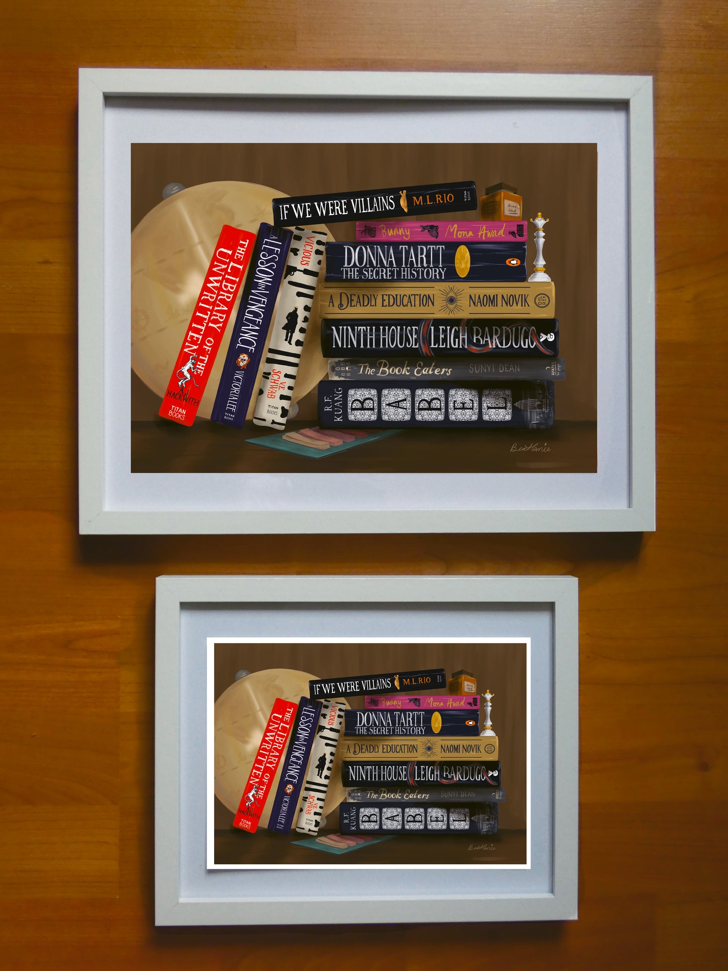 Dark Academia bookstack - Book spine art print