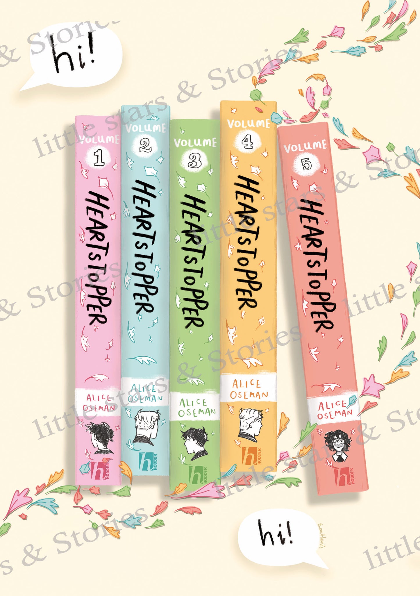 Heartstopper Bookstack - Book spine art print