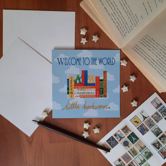 Welcome Little Bookworm - New Baby Greeting Card