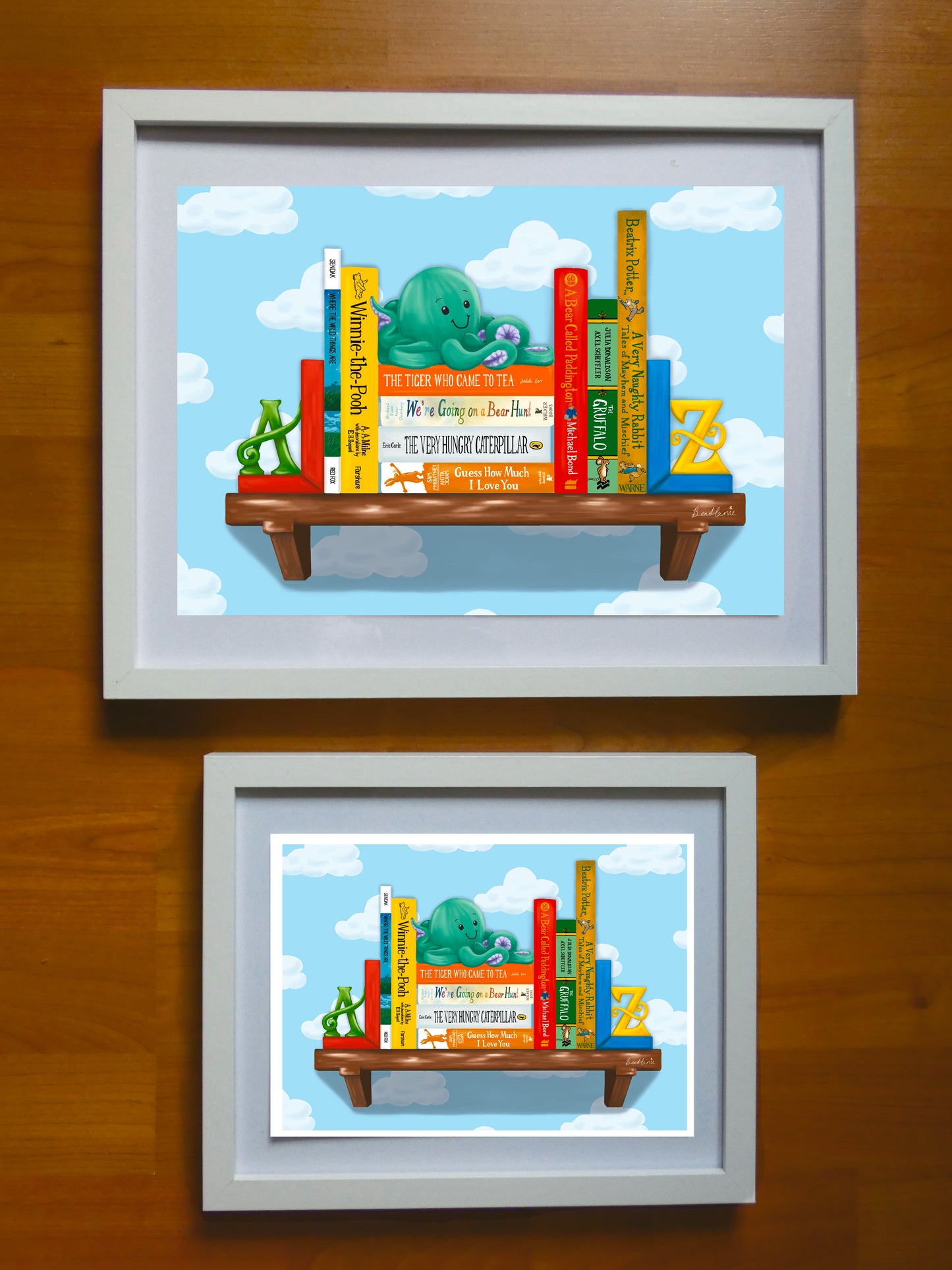 Baby's first bookstack - Book spine art print