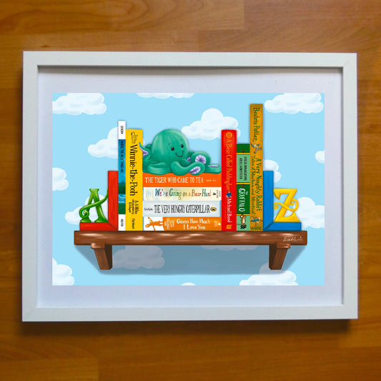 Baby's first bookstack - Book spine art print