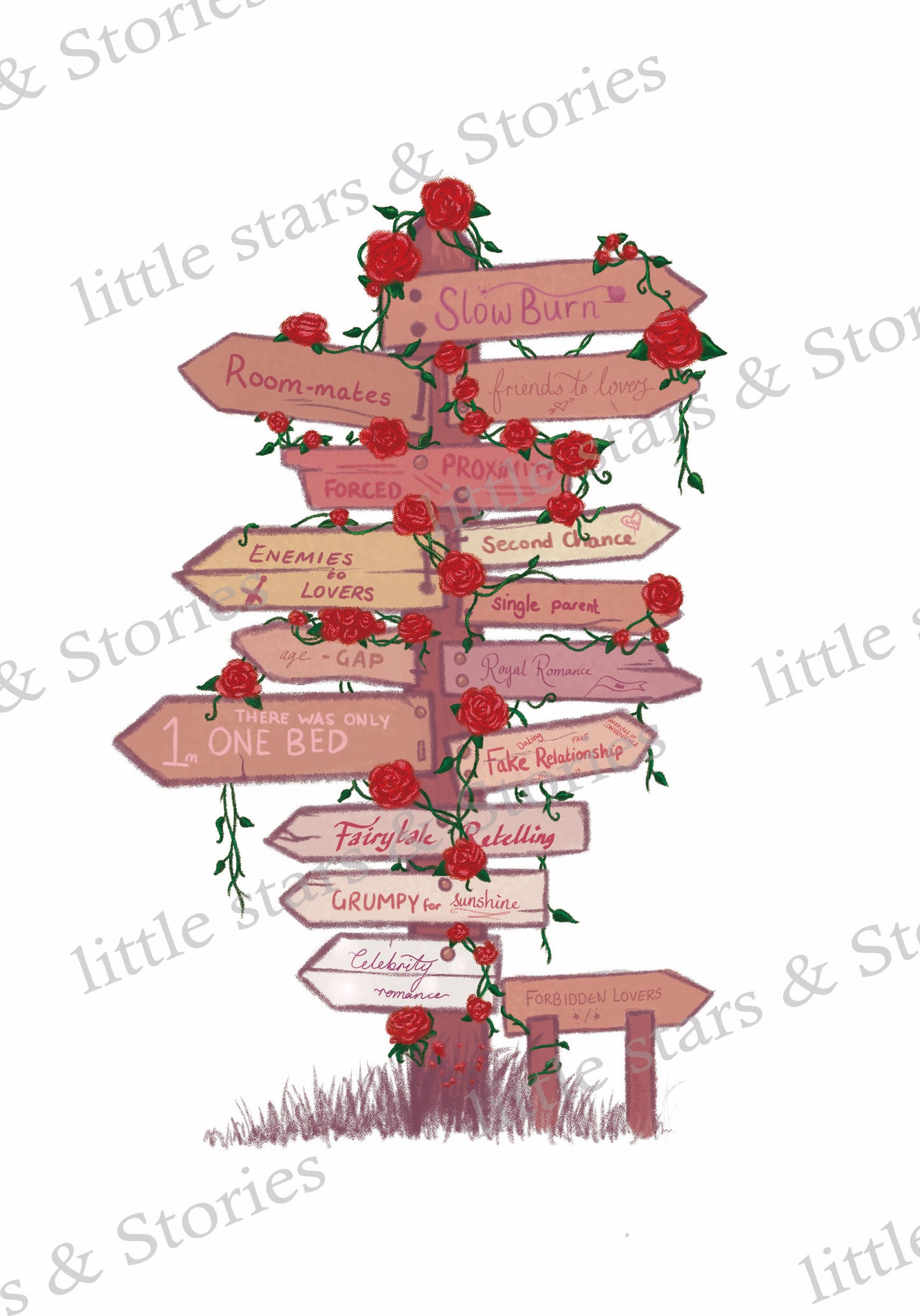Romance Trope Signpost - Art Print