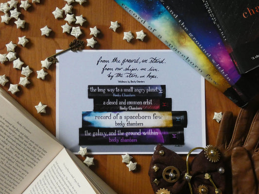 Wayfarers Bookstack - Book spine art print