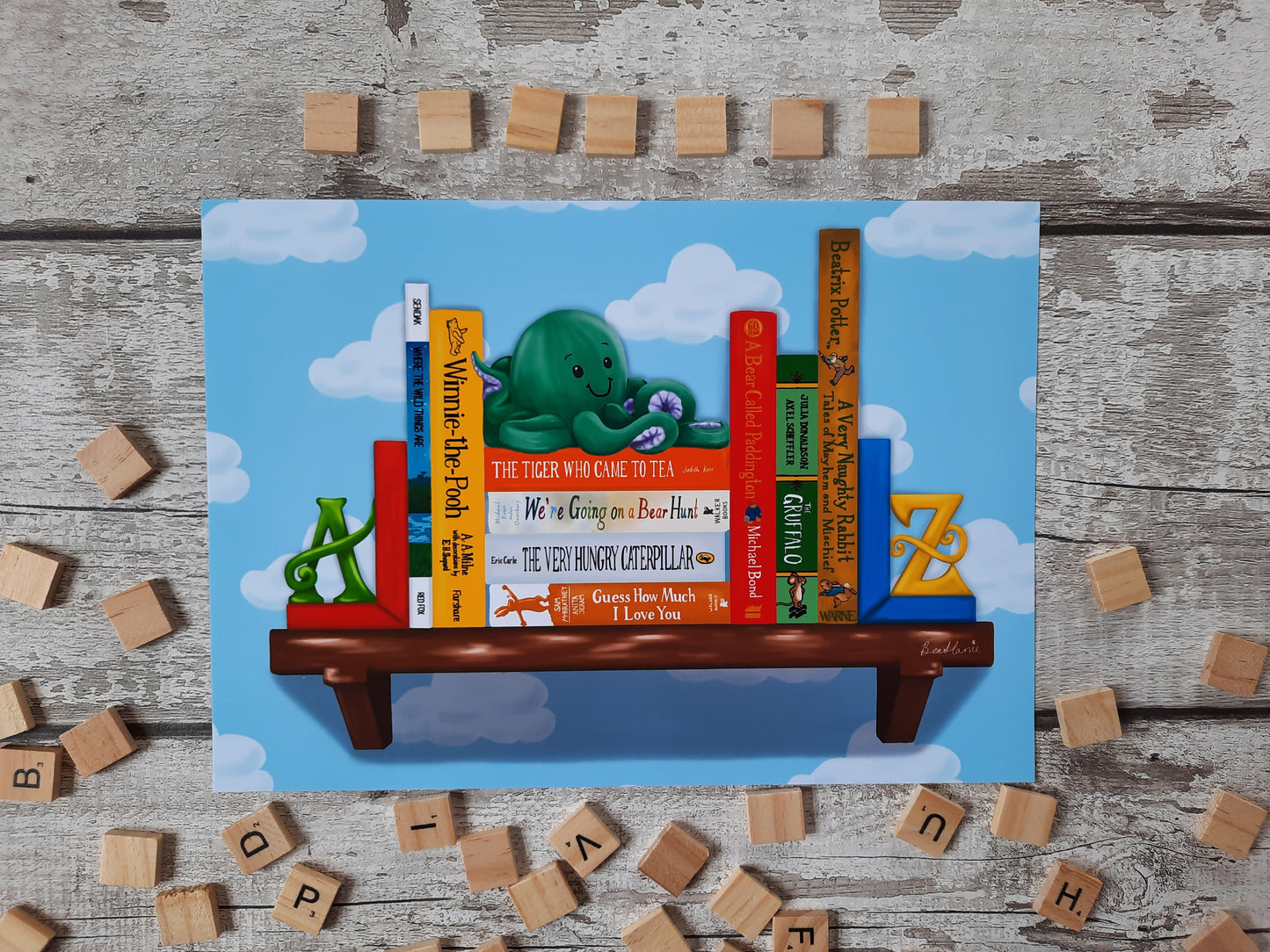 Baby's first bookstack - Book spine art print