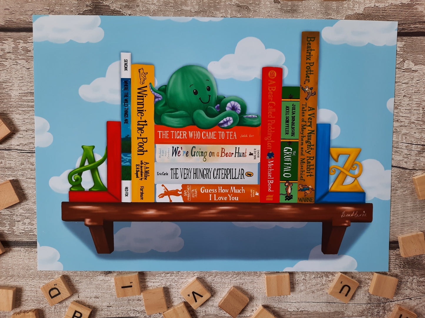 Baby's first bookstack - Book spine art print