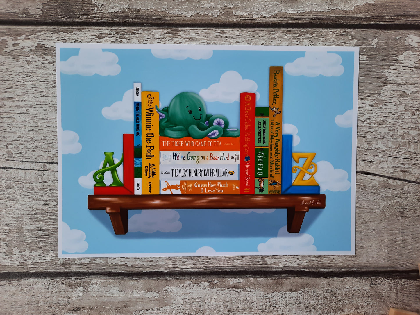 Baby's first bookstack - Book spine art print