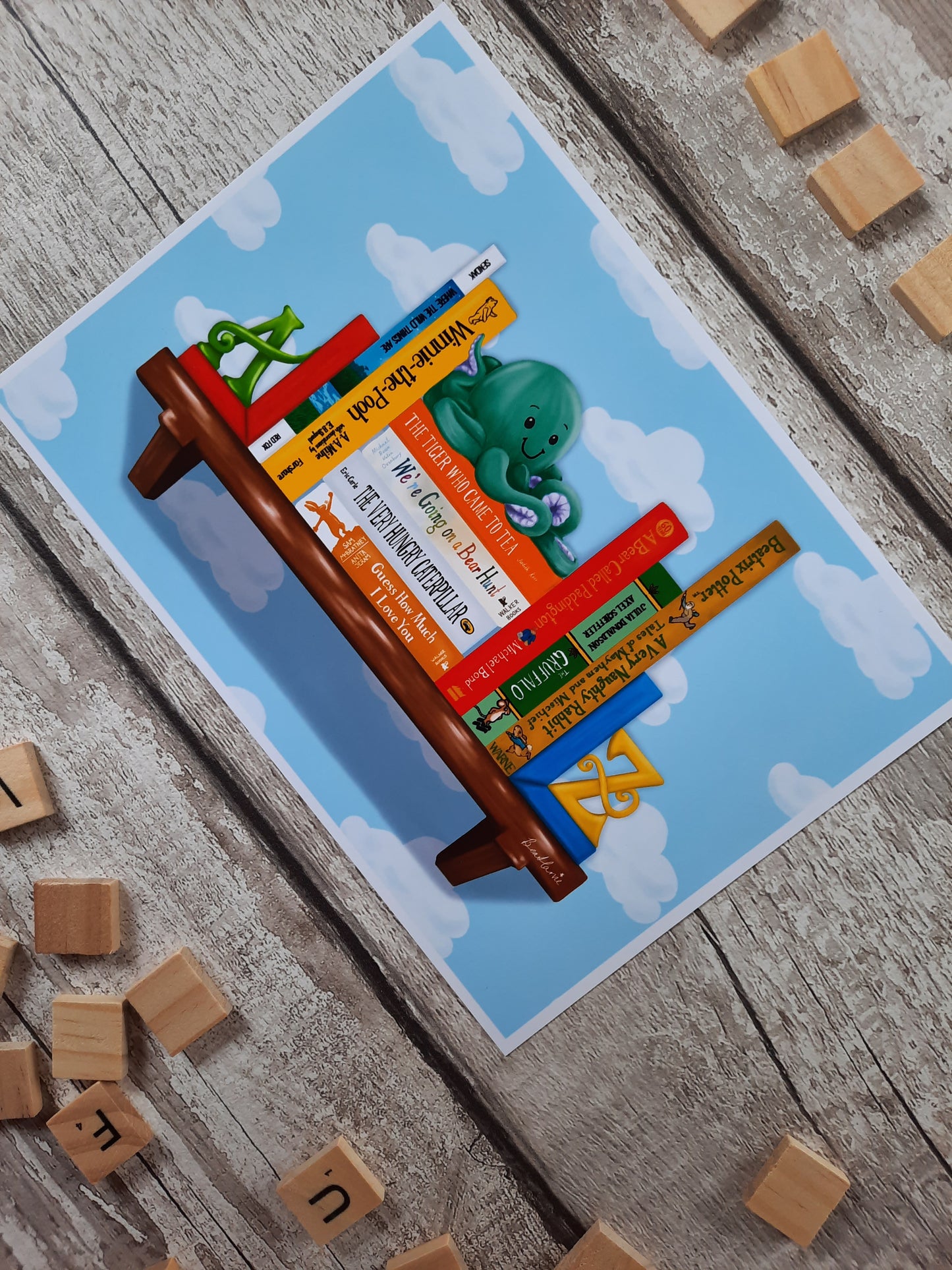 Baby's first bookstack - Book spine art print