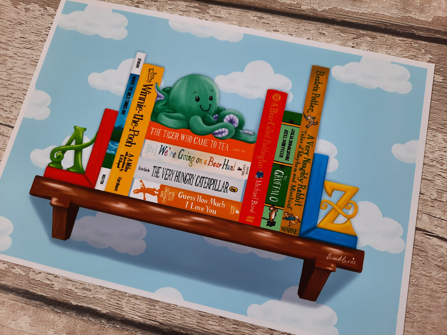 Baby's first bookstack - Book spine art print