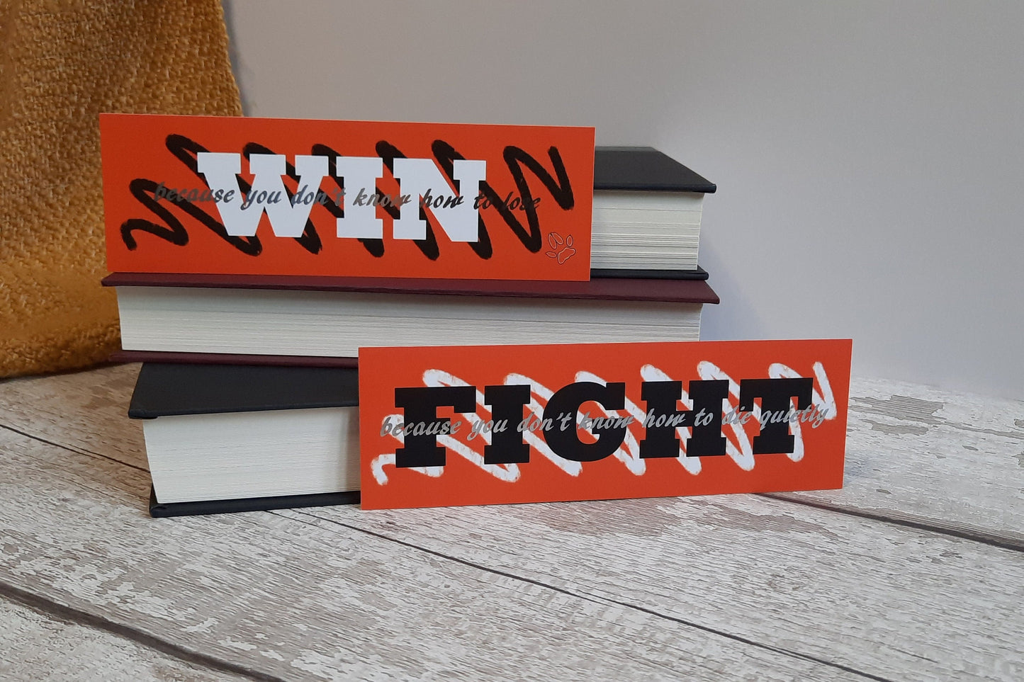 Fight Win - Silver foiled bookmark - All For the Game/The Foxhole Court, by Nora Sakavik
