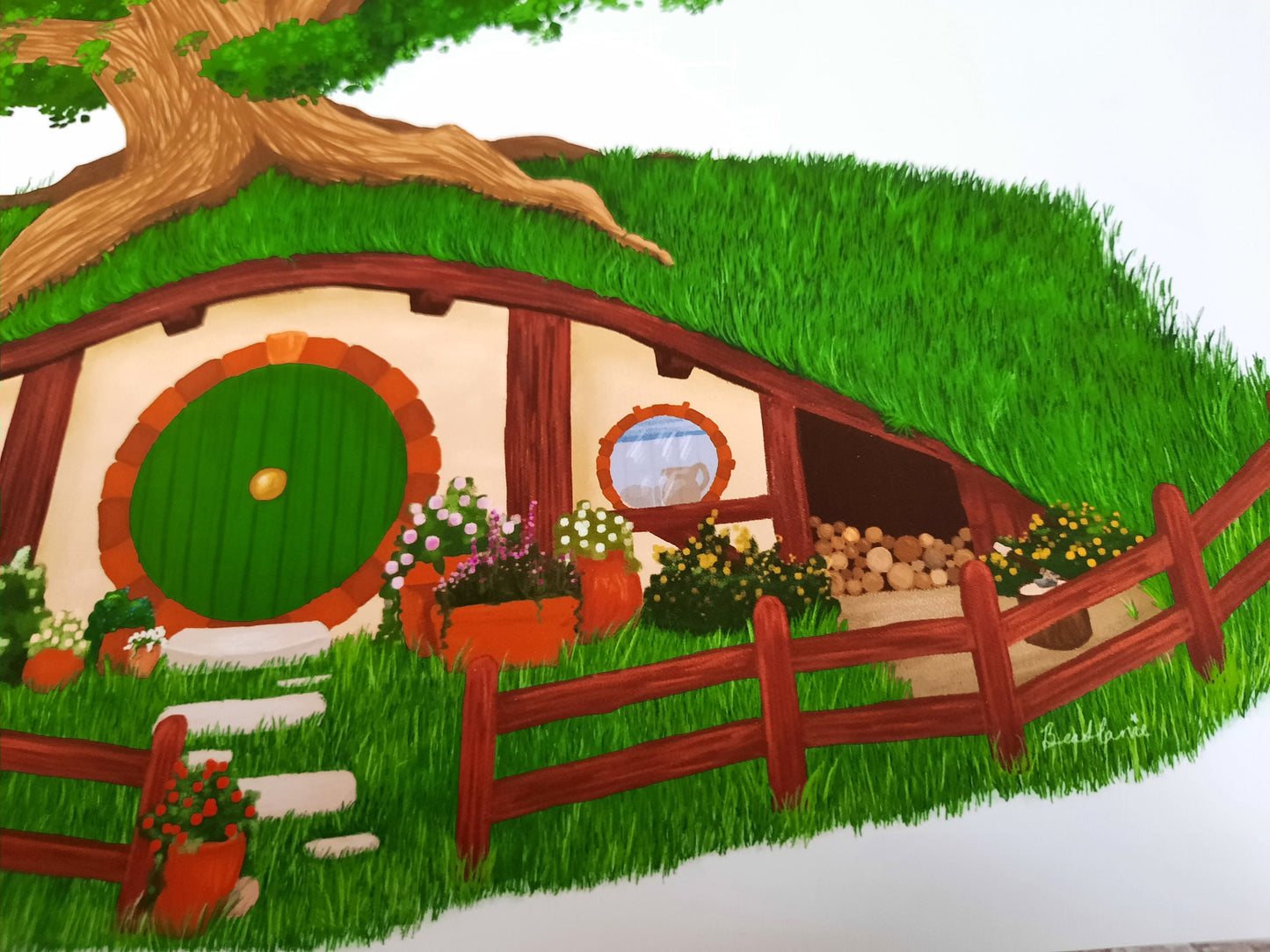 Hobbit Hole - Art Print - Inspired by Tolkein's The Hobbit / Lord of the Rings / The Shire