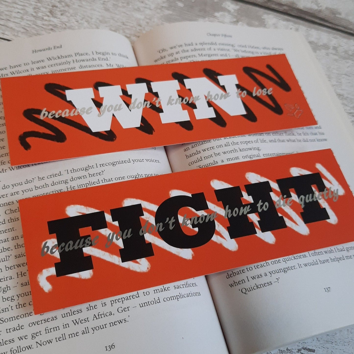 Fight Win - Silver foiled bookmark - All For the Game/The Foxhole Court, by Nora Sakavik