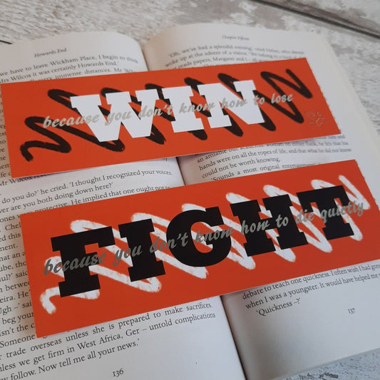 Fight Win - Silver foiled bookmark - All For the Game/The Foxhole Court, by Nora Sakavik