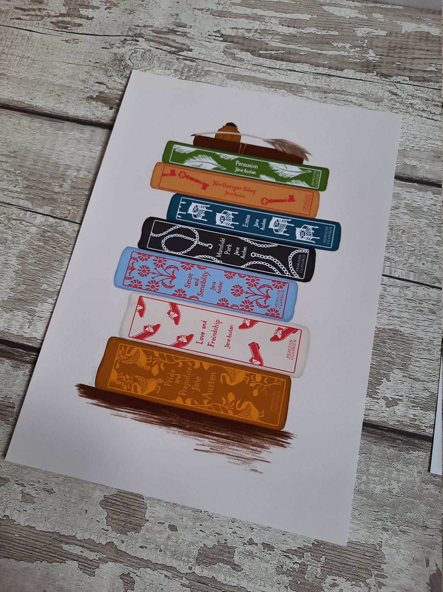 Jane Austen Bookstack - Book spine art print