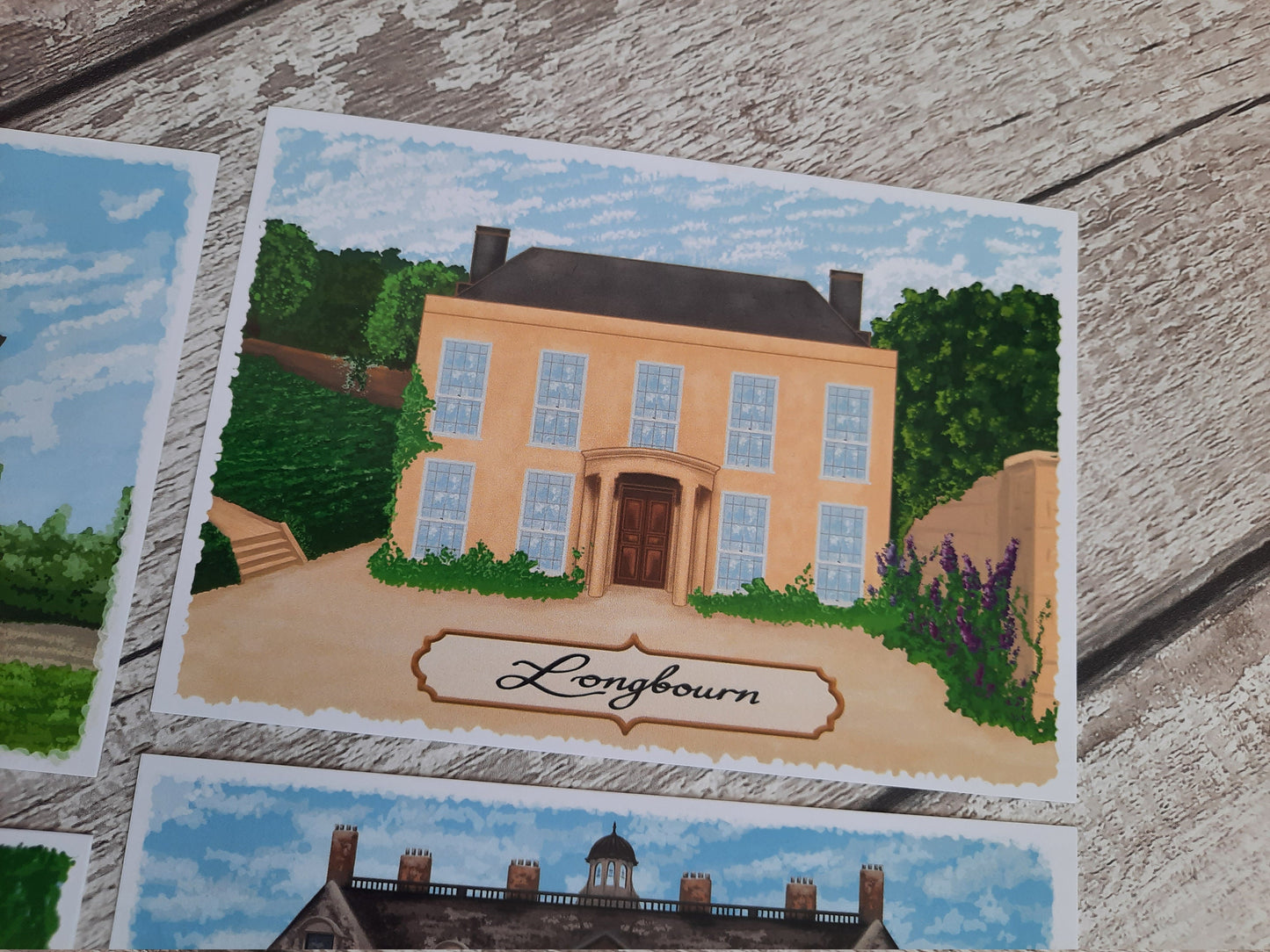 Houses of Pride and Prejudice - Postcard Set - Set of four illustrated Jane Austen postcards