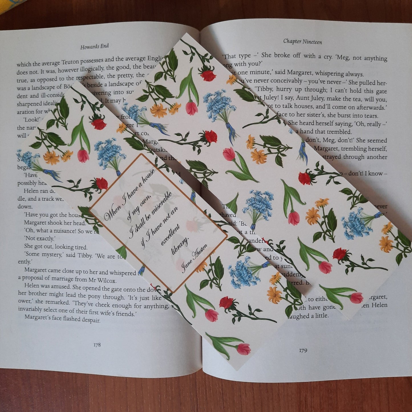 An Excellent Library - Bookmark - Jane Austen floral bookmark