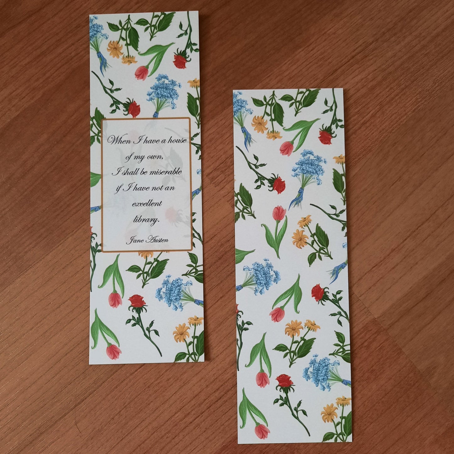 An Excellent Library - Bookmark - Jane Austen floral bookmark