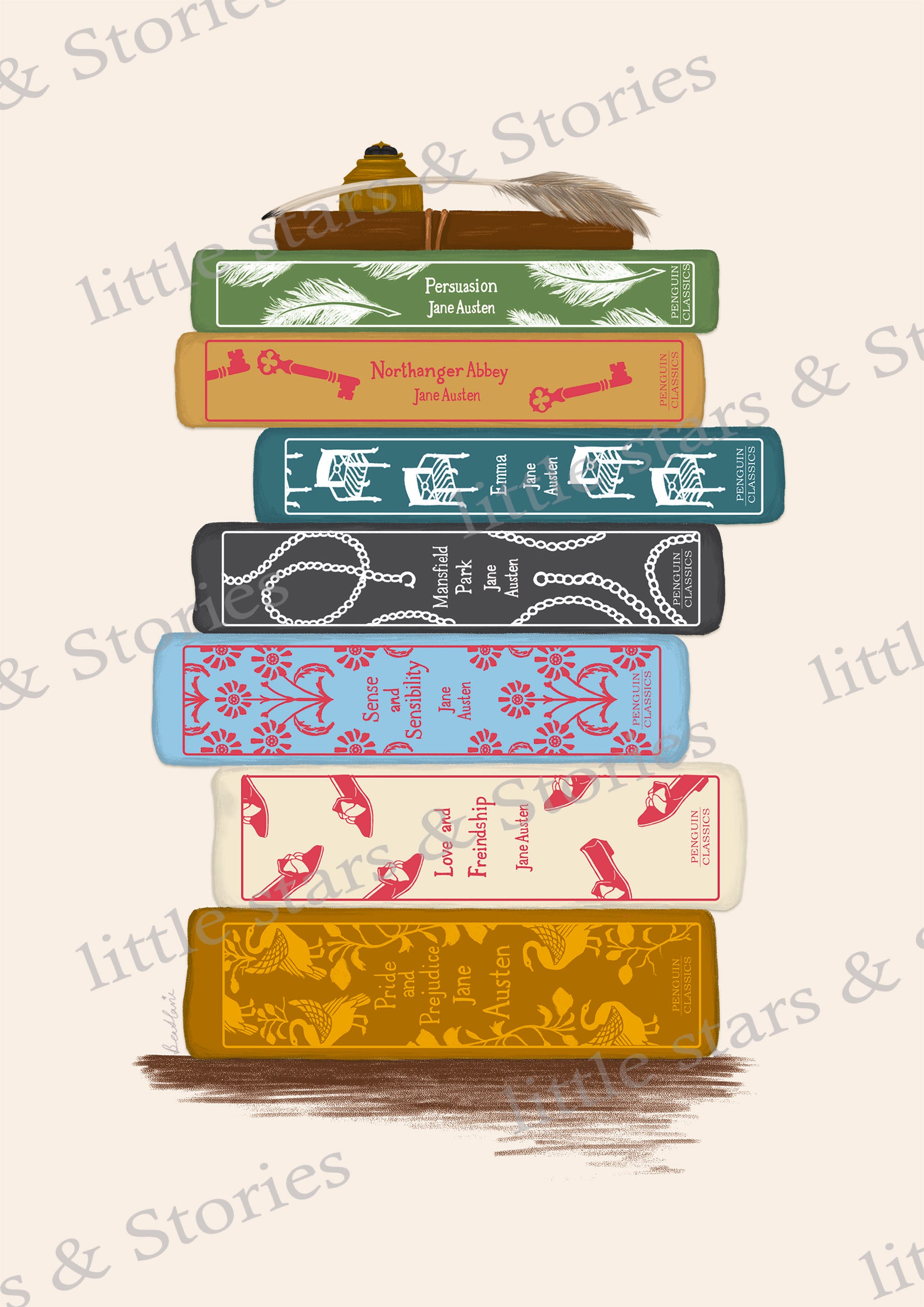 Jane Austen Vintage Book Spines Scrapbooking Decorative Stickers