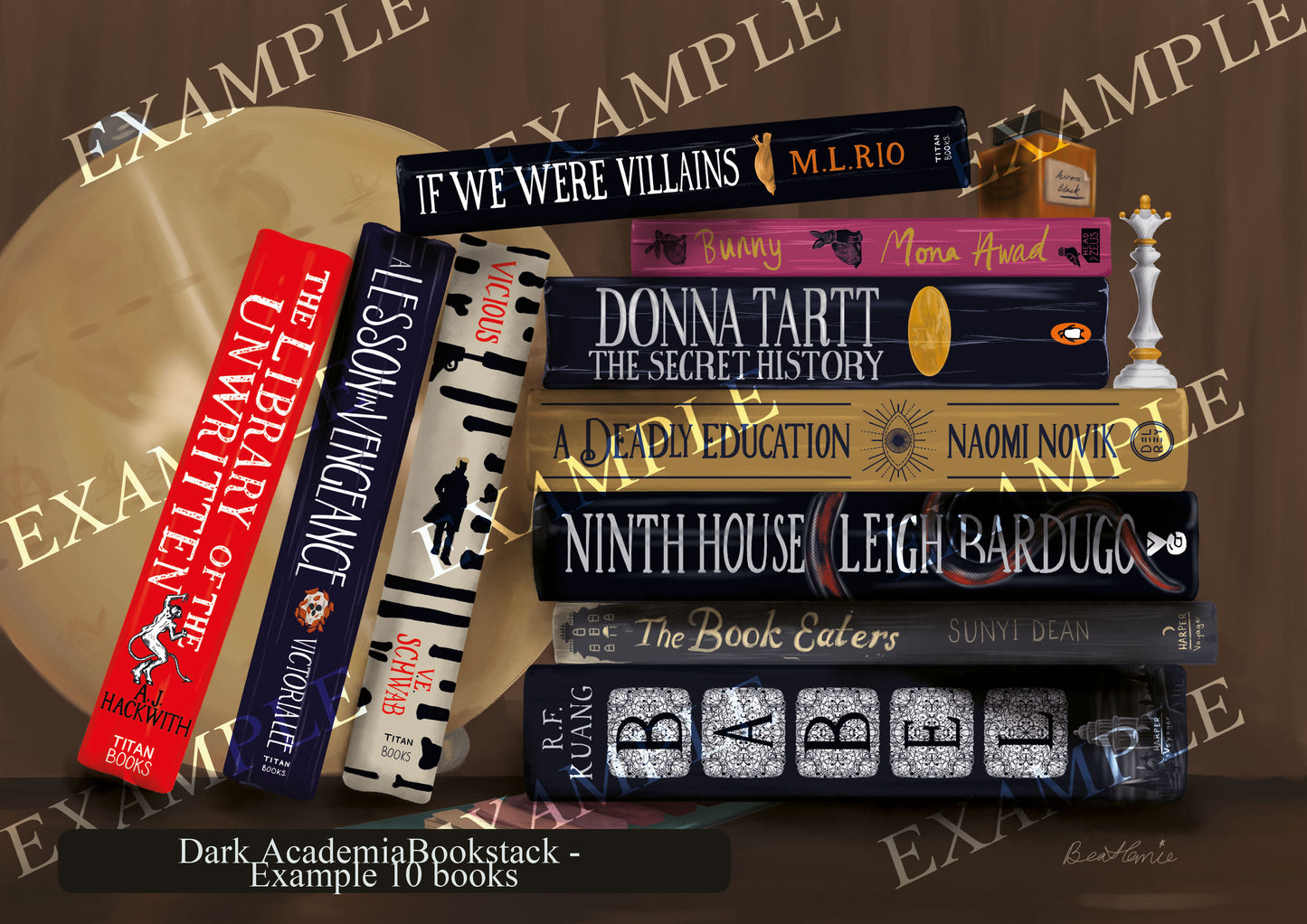 Personalised Book Stack Illustration - DIGITAL + PRINT - Custom Book Stack illustration