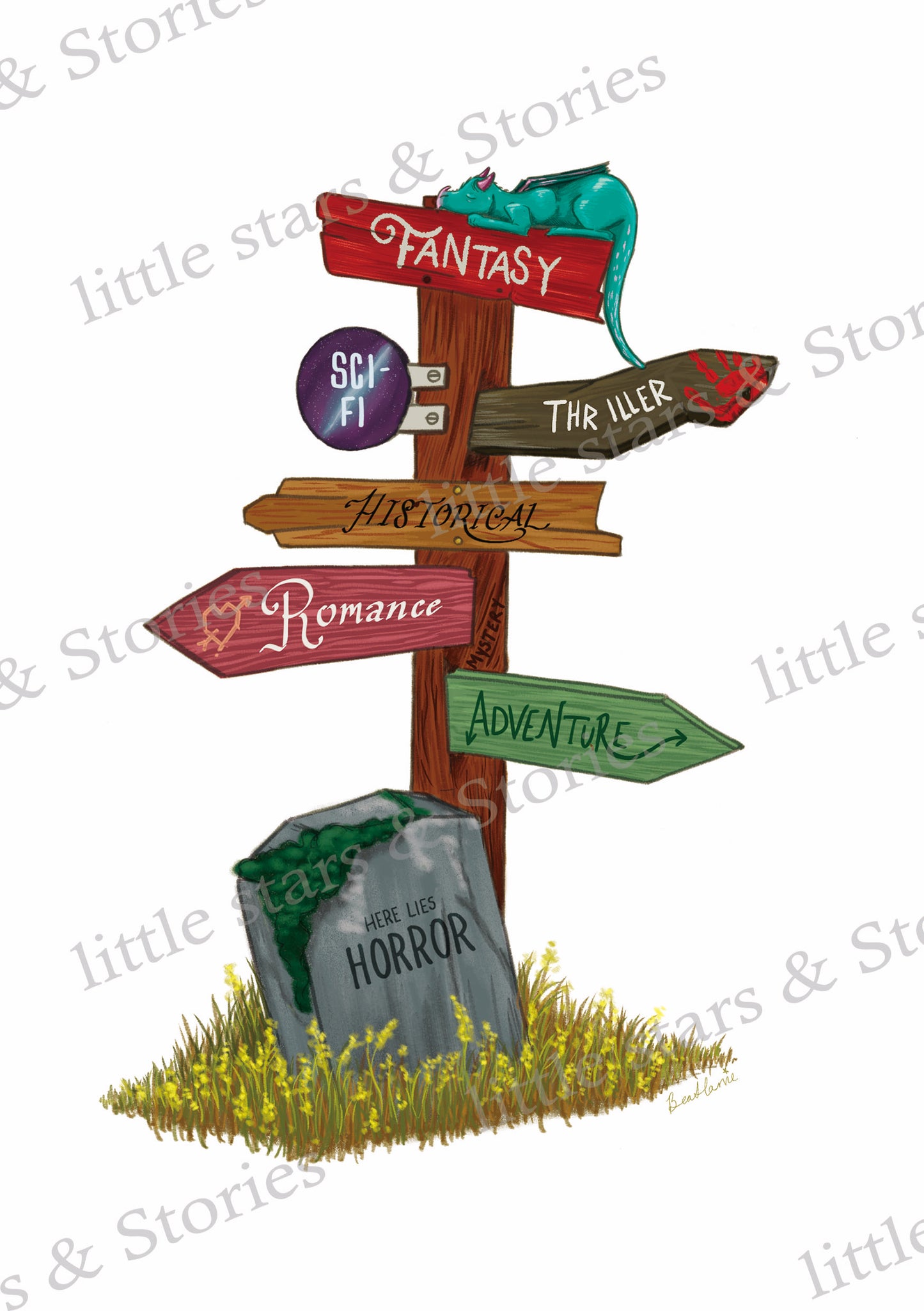 Pick Your Genre Signpost - Art Print