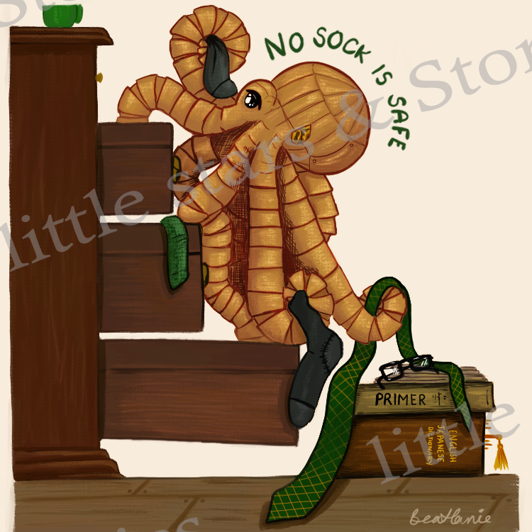 Sock Thief- Art Print - Katsu the Octopus - The Watchmaker of Filigree Street by Natasha Pulley