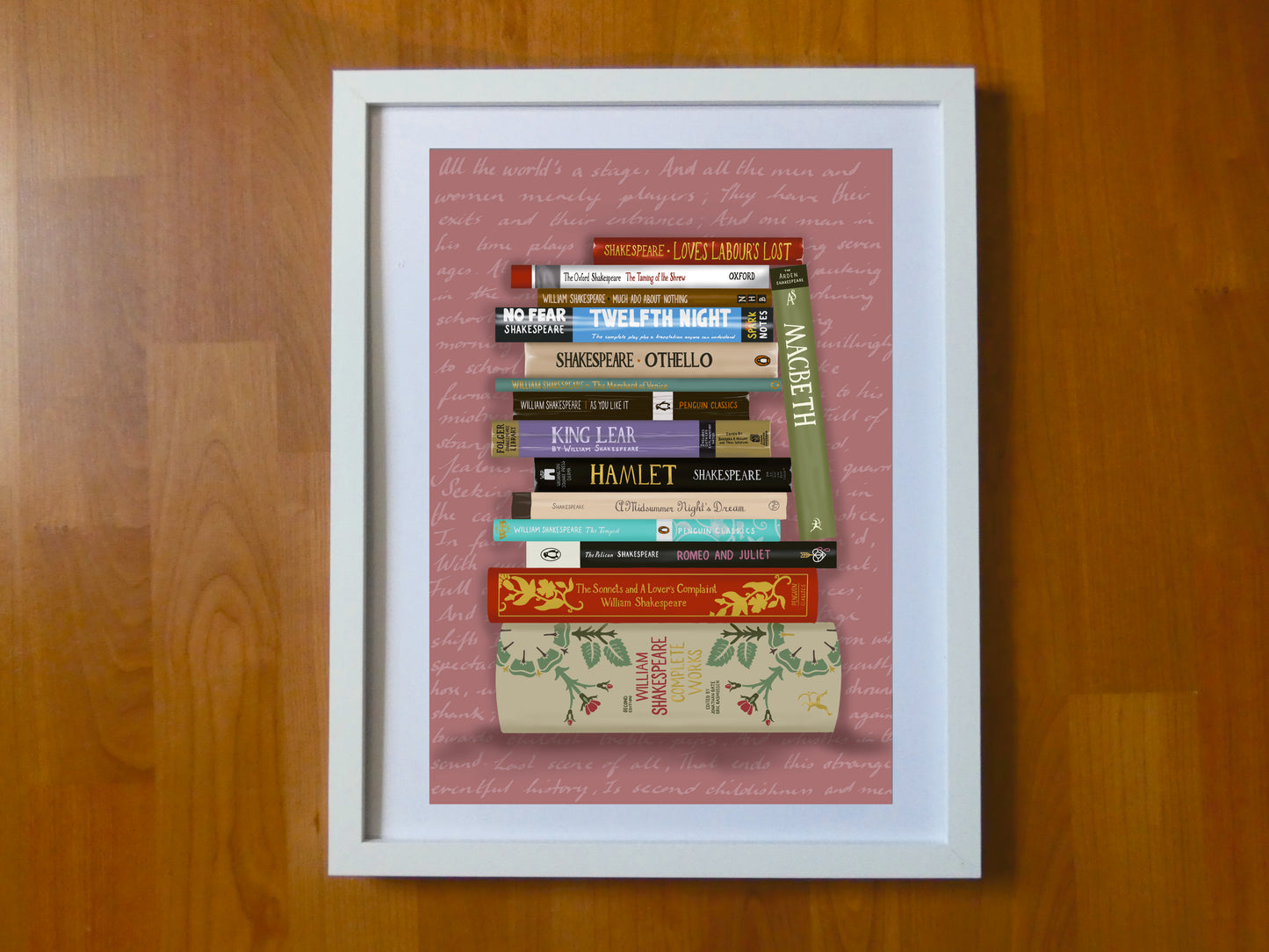 Shakespeare plays bookstack - Book spine art print