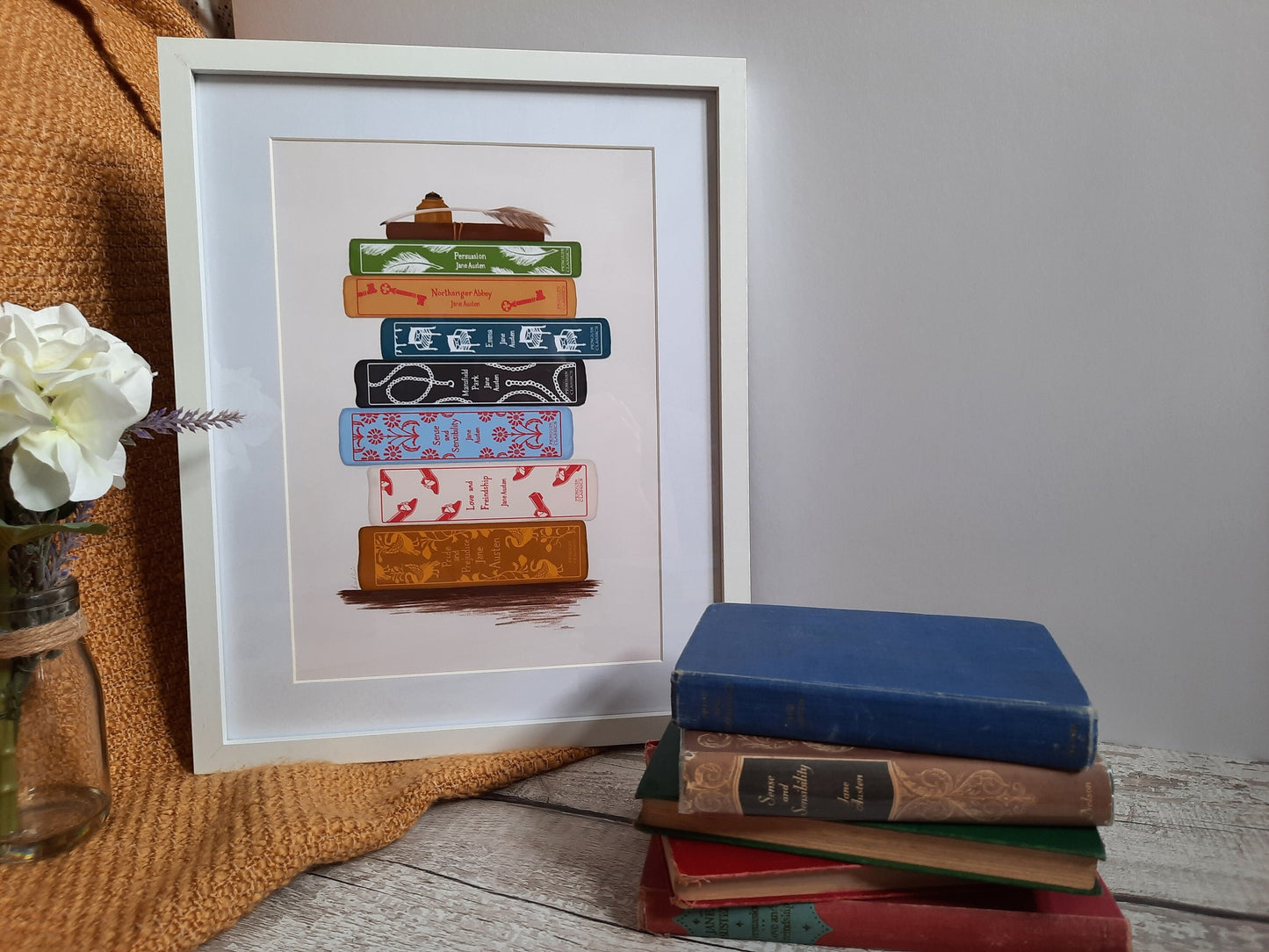 Jane Austen Bookstack - Book spine art print