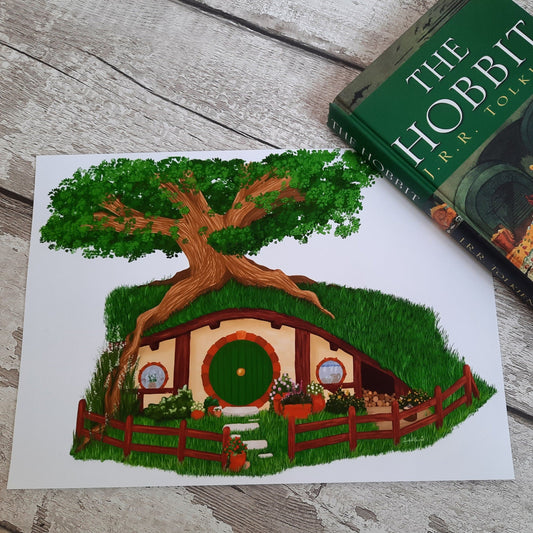 Hobbit Hole - Art Print - Inspired by Tolkein's The Hobbit / Lord of the Rings / The Shire