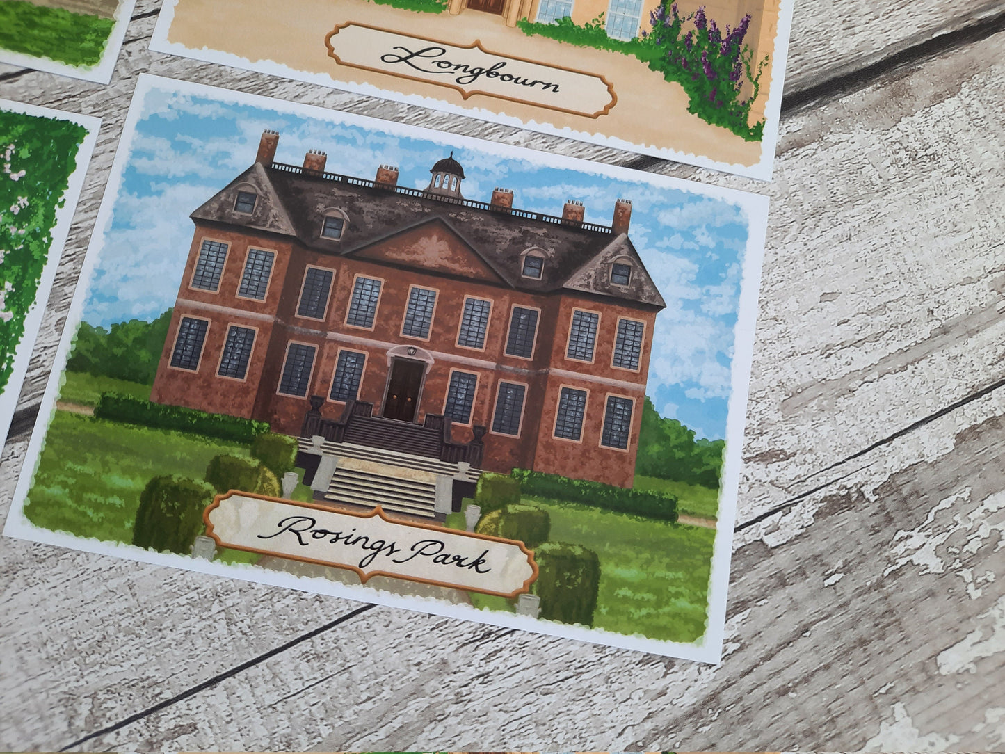 Houses of Pride and Prejudice - Postcard Set - Set of four illustrated Jane Austen postcards
