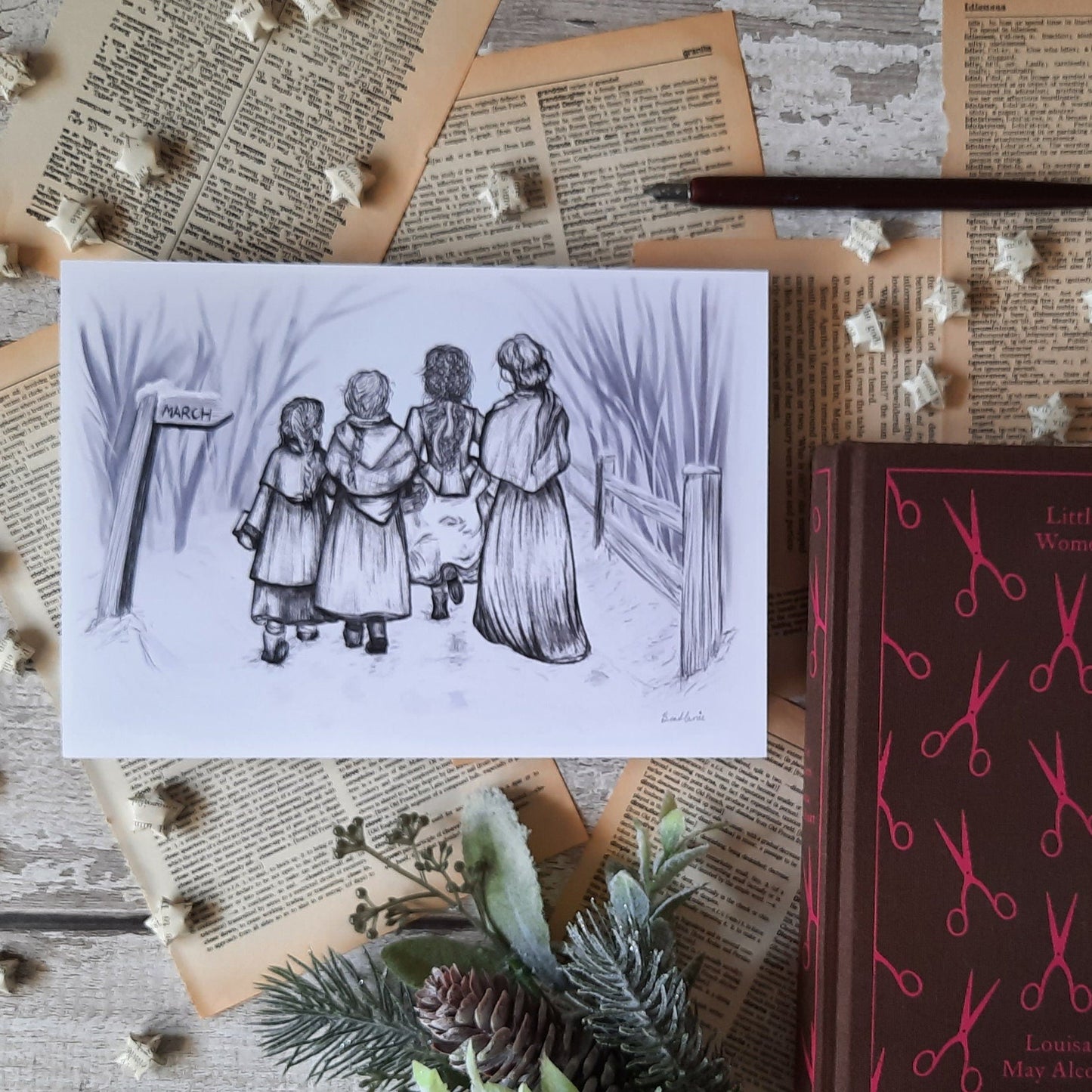 Winter Walk - Art Print - Little Women by Louisa May Alcott