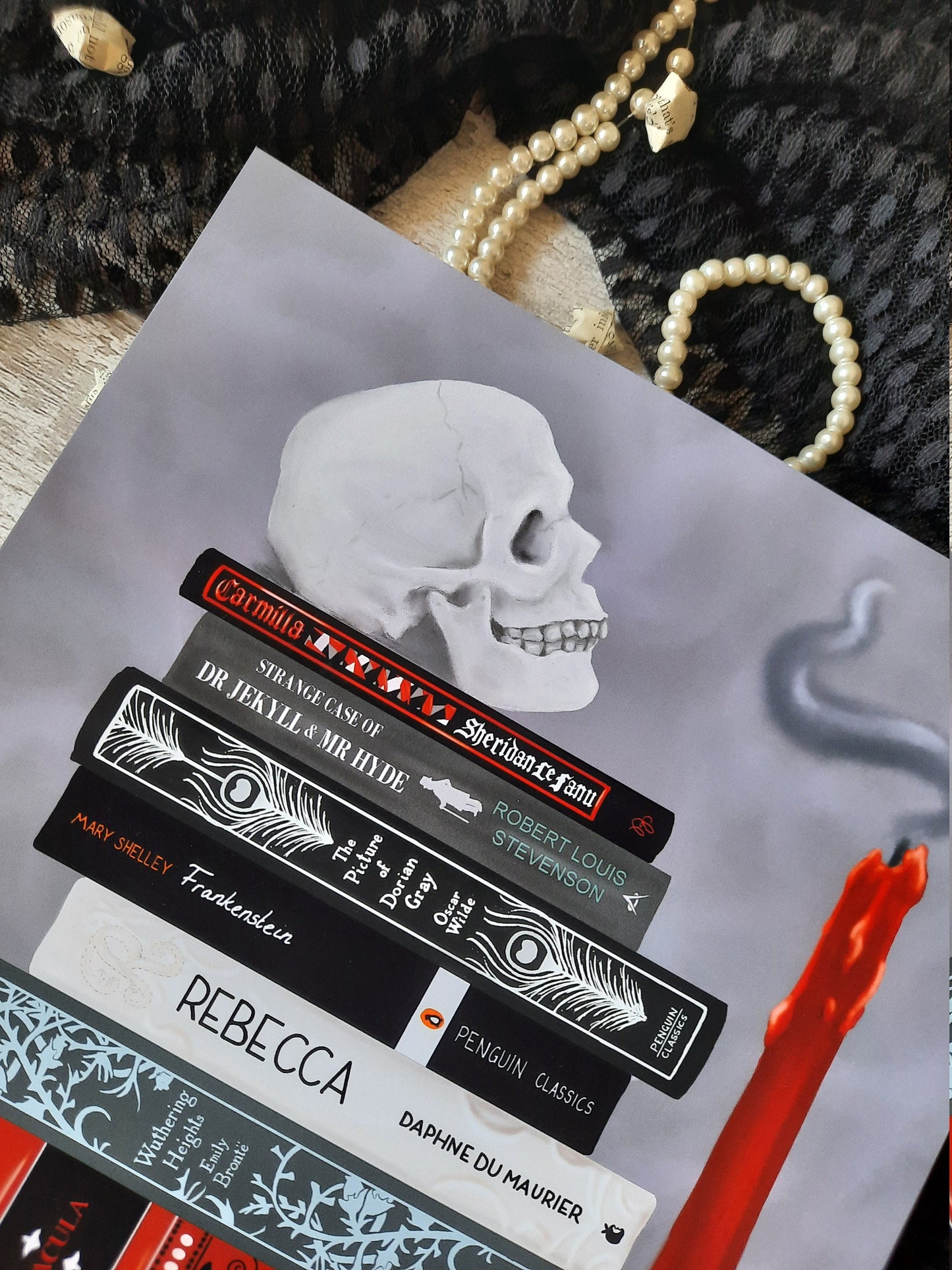 Gothic classic bookstack - Book spine art print